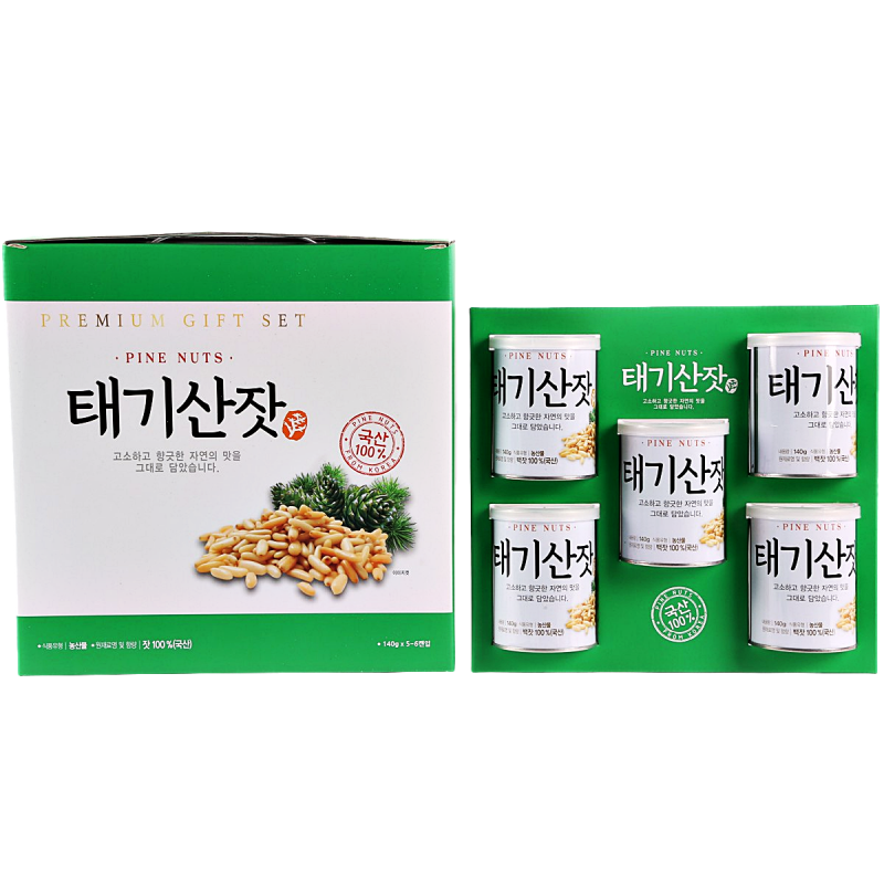태기산잣,국내산 태기산잣 캔잣세트 140g x 5캔 황잣 백잣