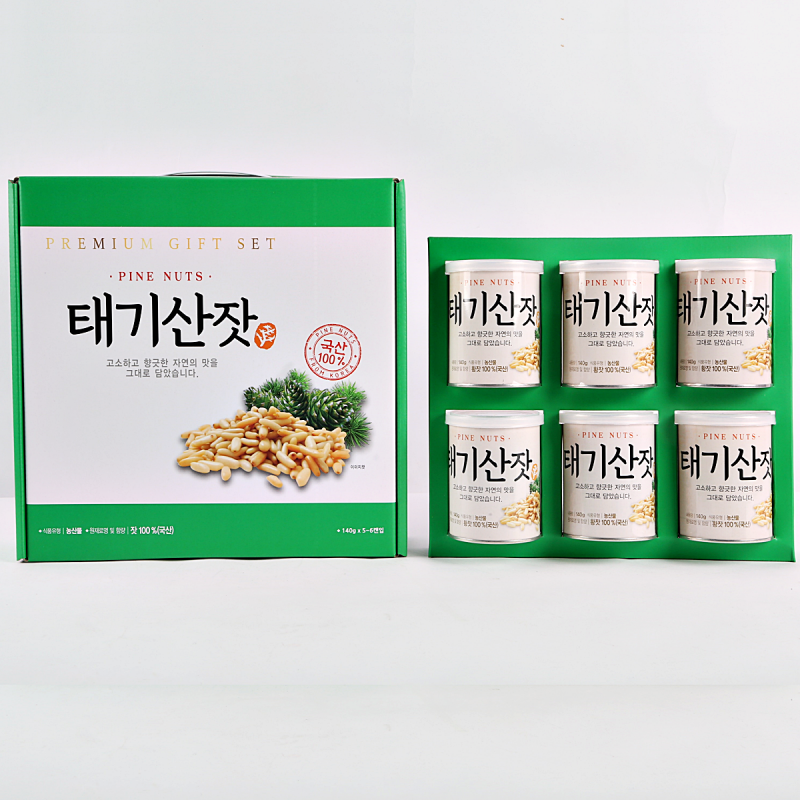 태기산잣,국내산 태기산잣 캔잣세트 140g x 6캔 황잣 백잣