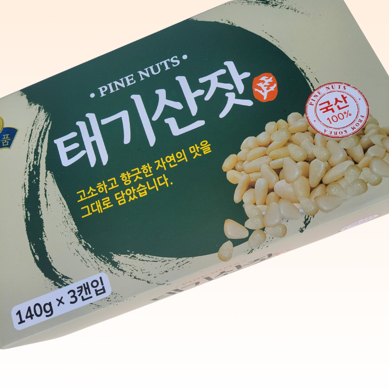 태기산잣,국내산 태기산잣 캔잣세트(140g x 3캔) 황잣 백잣