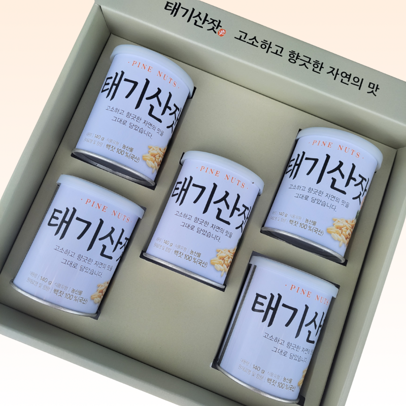 태기산잣,국내산 태기산잣 잣선물세트 5캔 700g 황잣 백잣 견과류 산지직송
