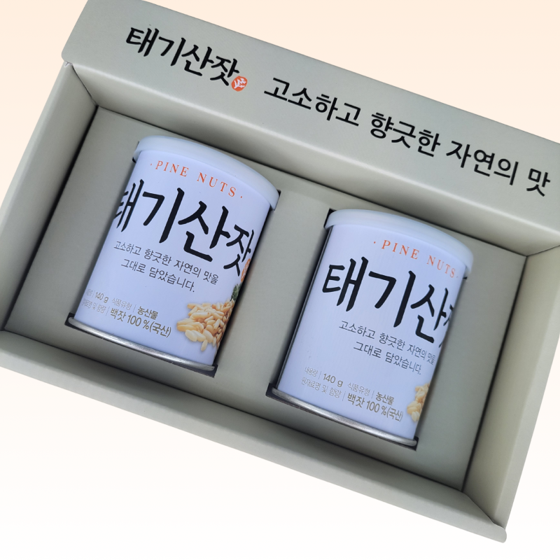 태기산잣,국내산 태기산잣 잣선물세트 2캔 280g 황잣 백잣 견과류 산지직송