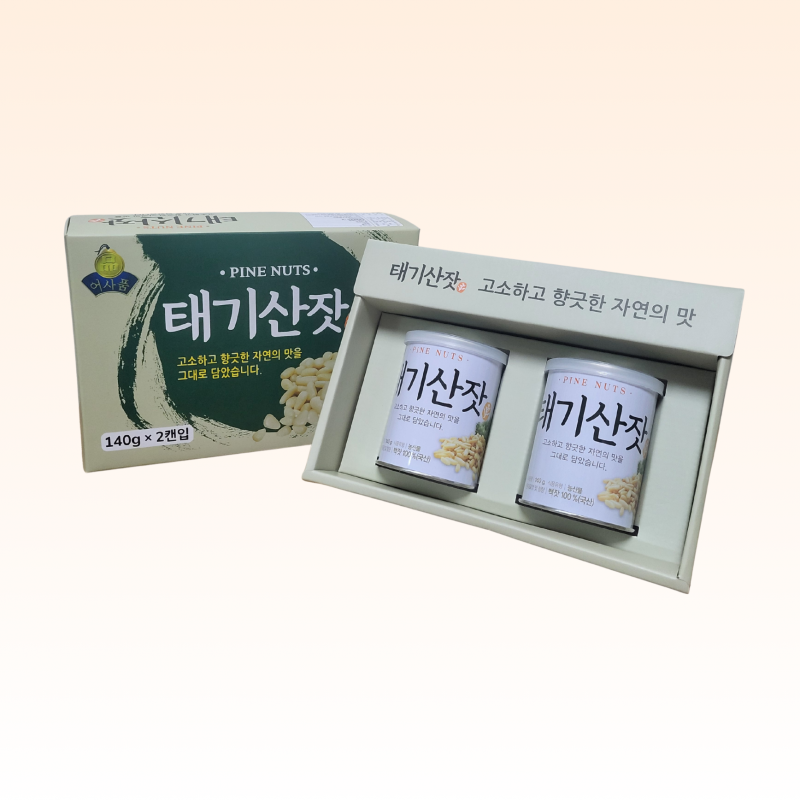 태기산잣,국내산 태기산잣 잣선물세트 2캔 280g 황잣 백잣 견과류 산지직송